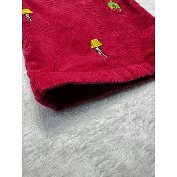 Castaway Nantucket Island Corduroy Pants 40x30 Red Embroidered Holiday Preppy Am - Picture 4 of 9